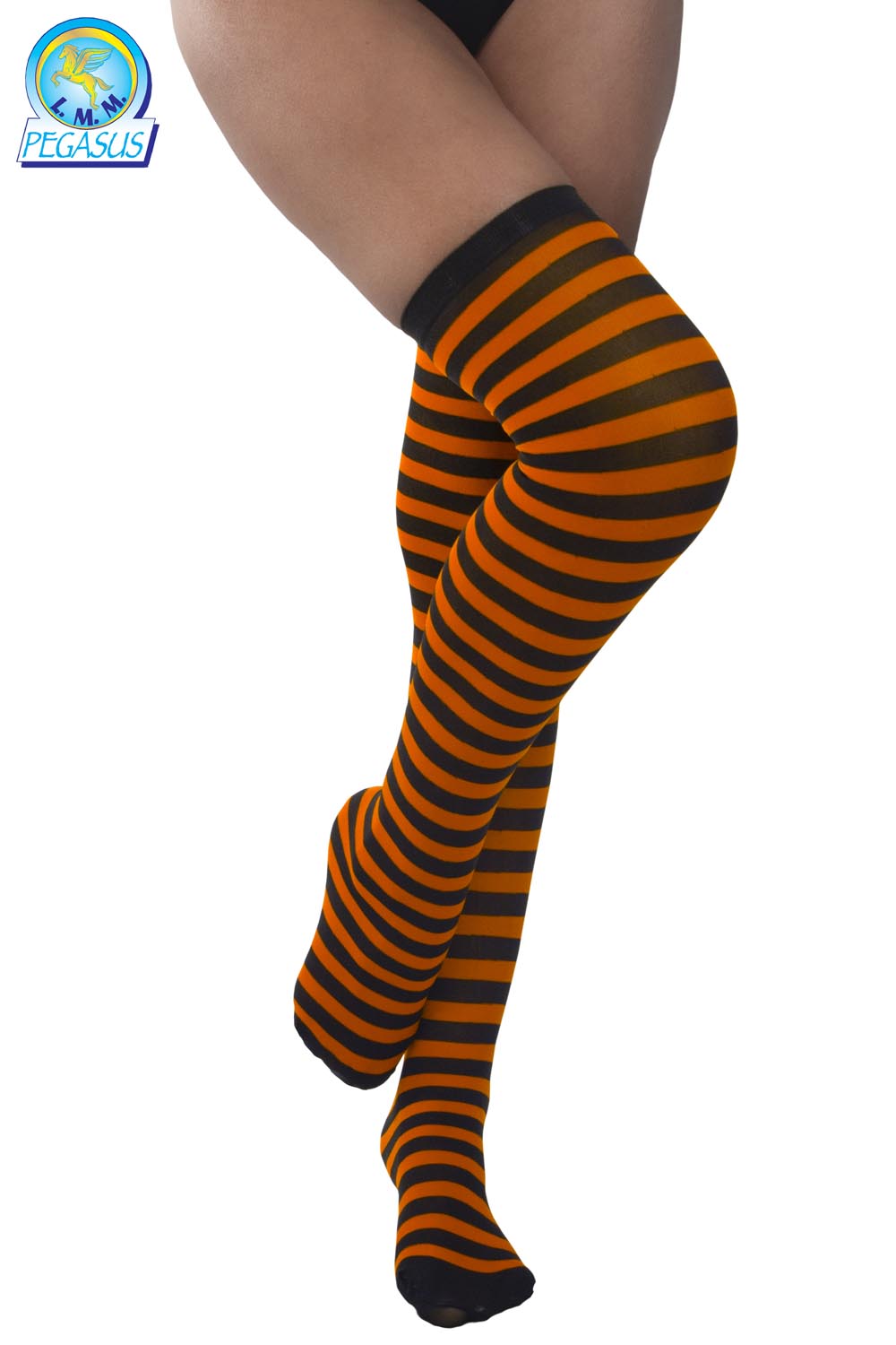 CALZE COLLANT RIGATE ARANCIO NERO DONNA